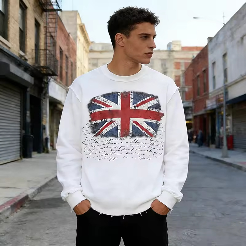 Distressed Long Sleeve WaffleT-shirt