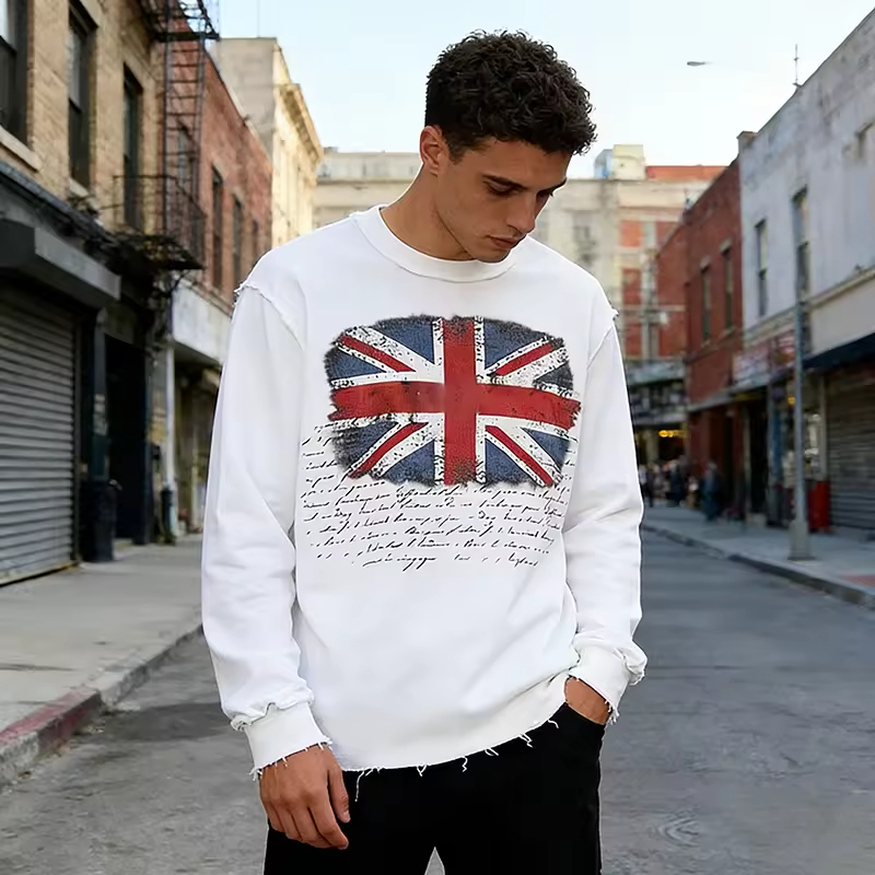 Distressed Long Sleeve WaffleT-shirt