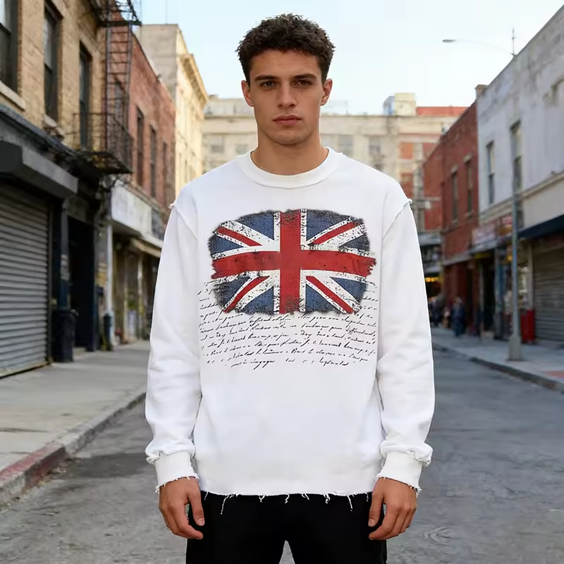 Distressed Long Sleeve WaffleT-shirt