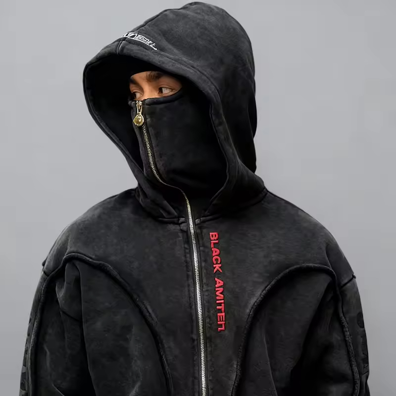 Mask Zip up Ninja Balaclava Hoodie for Men