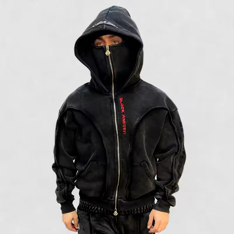 Mask Zip up Ninja Balaclava Hoodie for Men