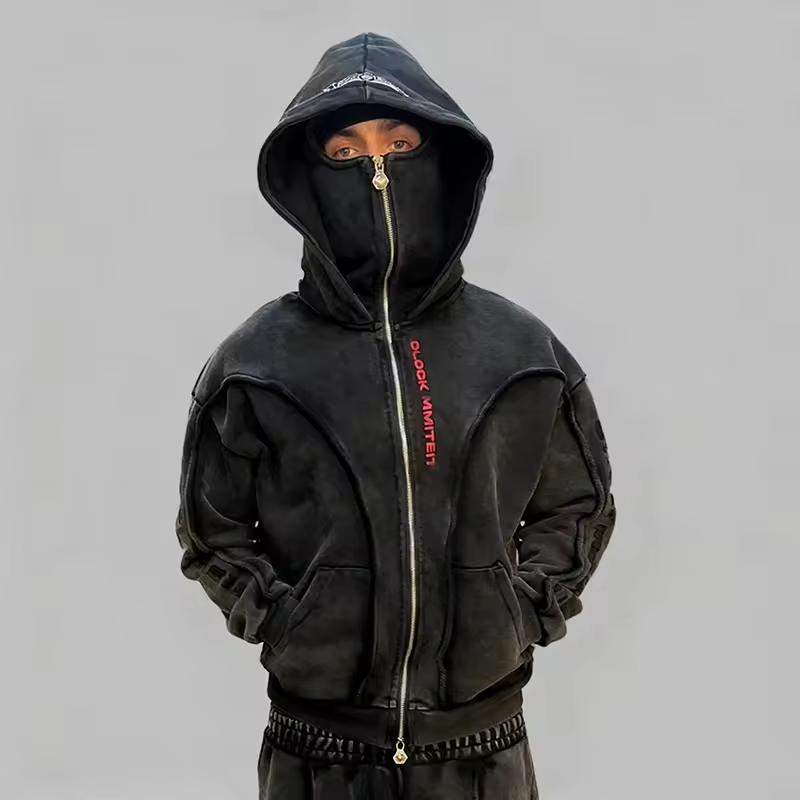 Mask Zip up Ninja Balaclava Hoodie for Men