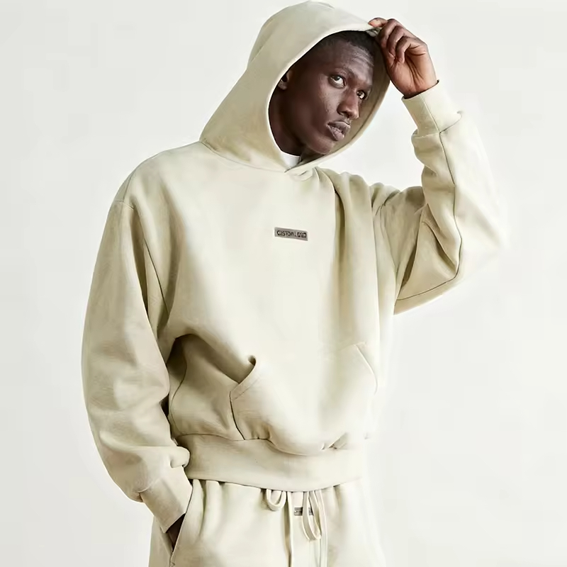 Minimal Style Solid Color Street Pullover Hoodie