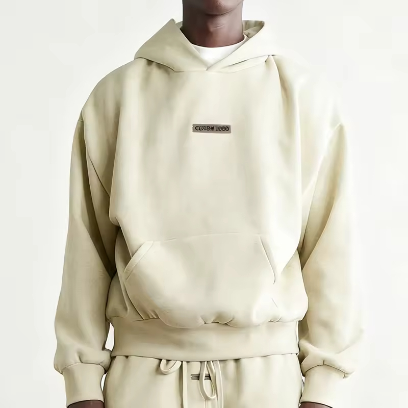 Minimal Style Solid Color Street Pullover Hoodie