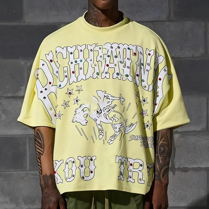 Graffiti Letter Print Streetwear Oversized Graphic T Shirt