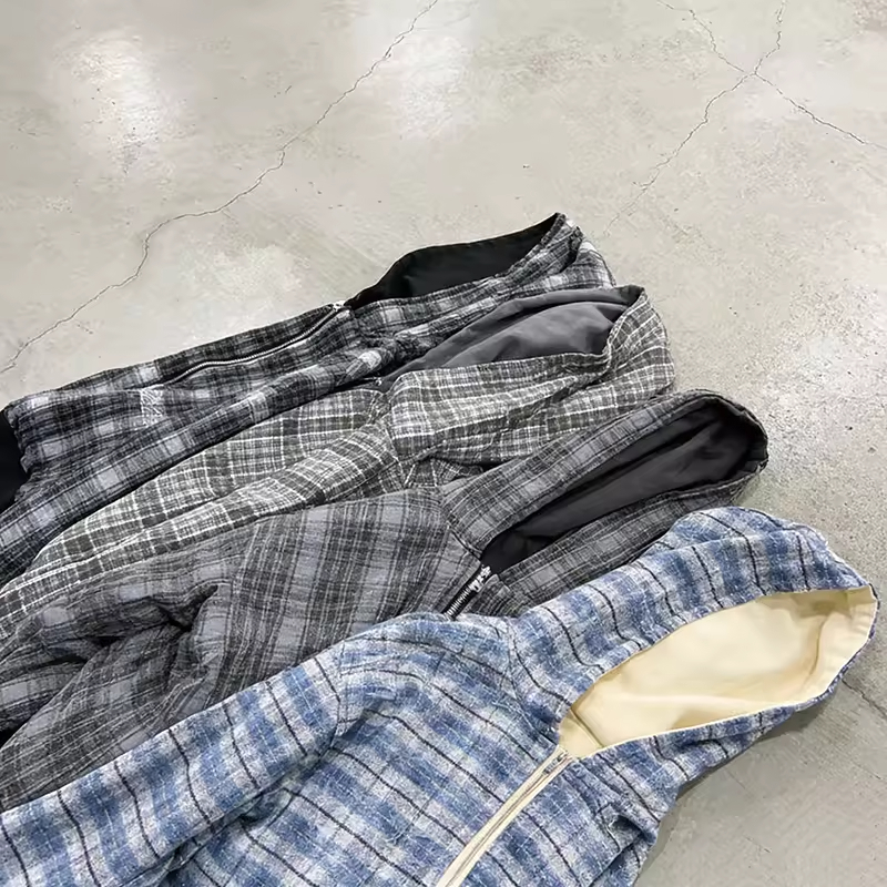 Oversized Plaid Hoodie