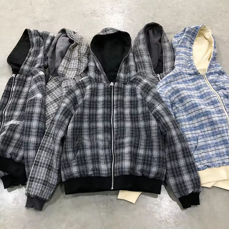 Oversized Plaid Hoodie