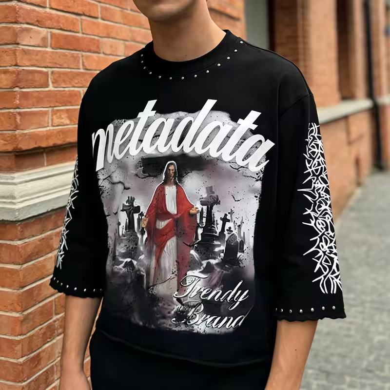 Oversized Rhinestone T Shirts