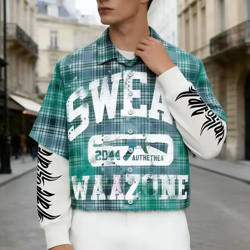 Double Layer Plaid Flannel Shirt