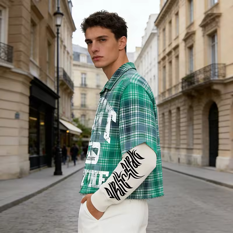 Double Layer Plaid Flannel Shirt