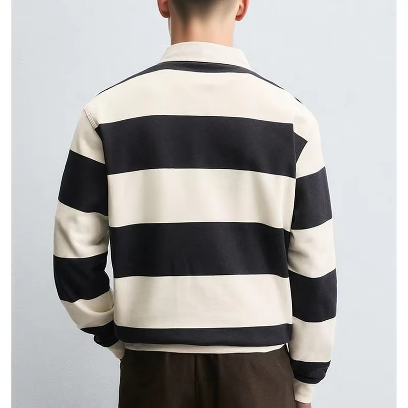 Men's striped polo rugby shirt