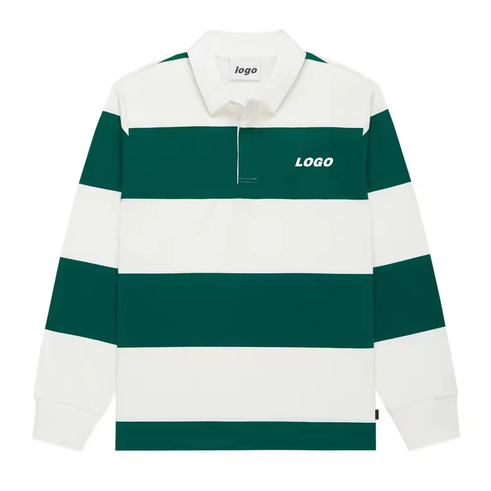 Men's striped polo rugby shirt