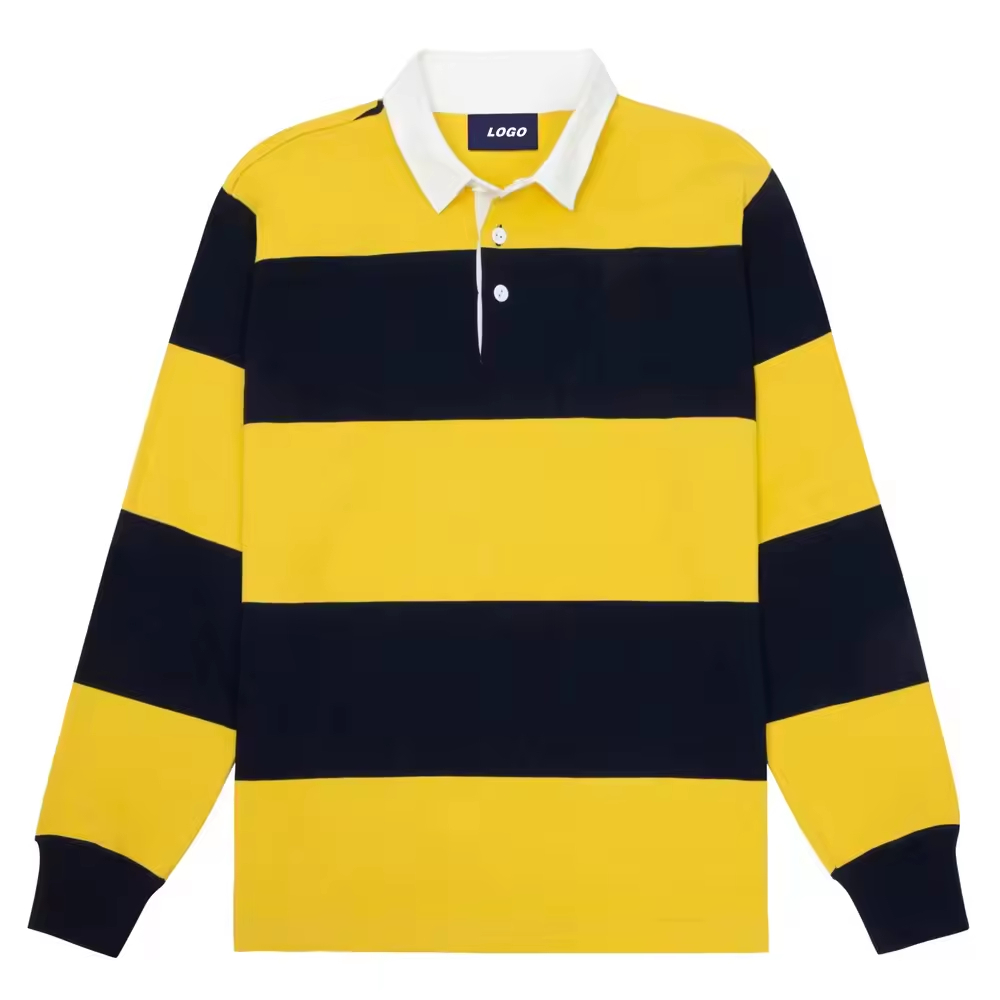 Men's striped polo rugby shirt