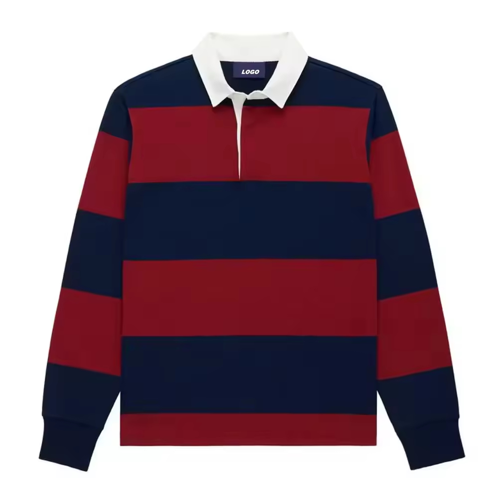 Men's striped polo rugby shirt