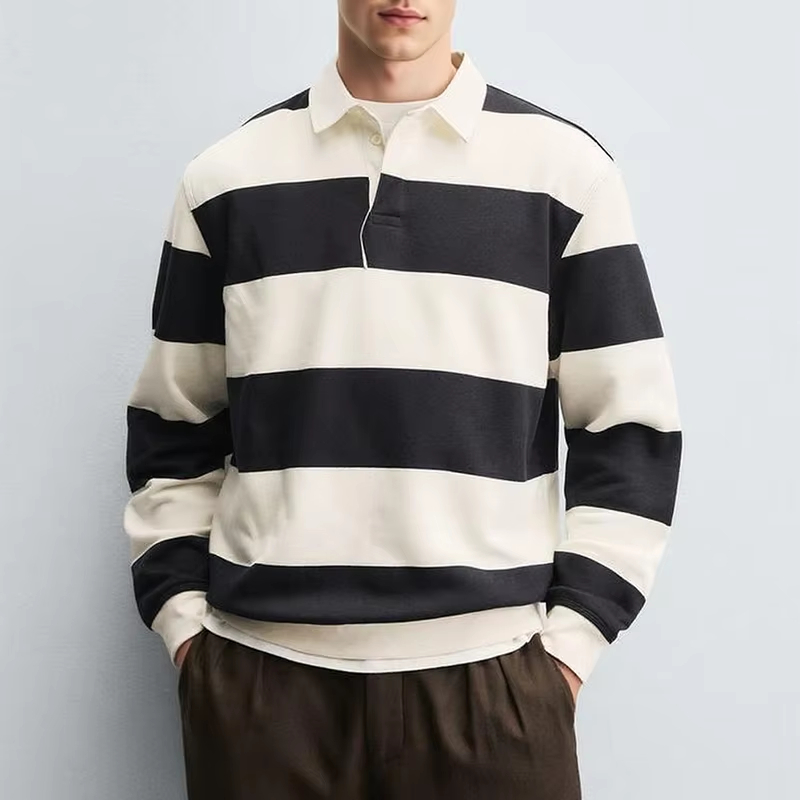 Men's striped polo rugby shirt