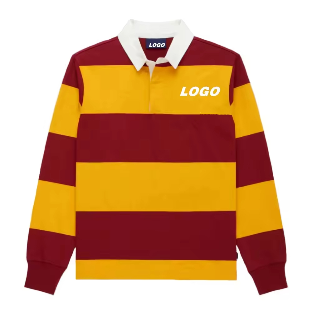 Men's striped polo rugby shirt