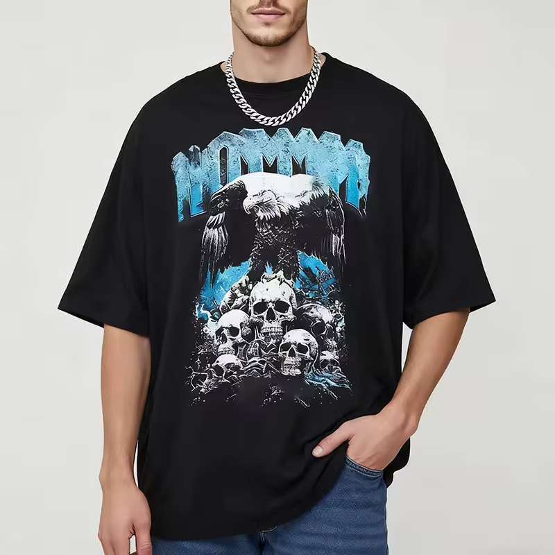 Gothic streetwear graphic black t-shirt men