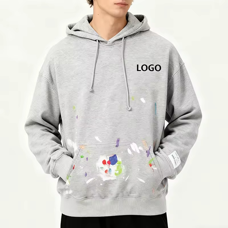 Paint Splatter Streetwear Logo Oversized Pullover Hoodie