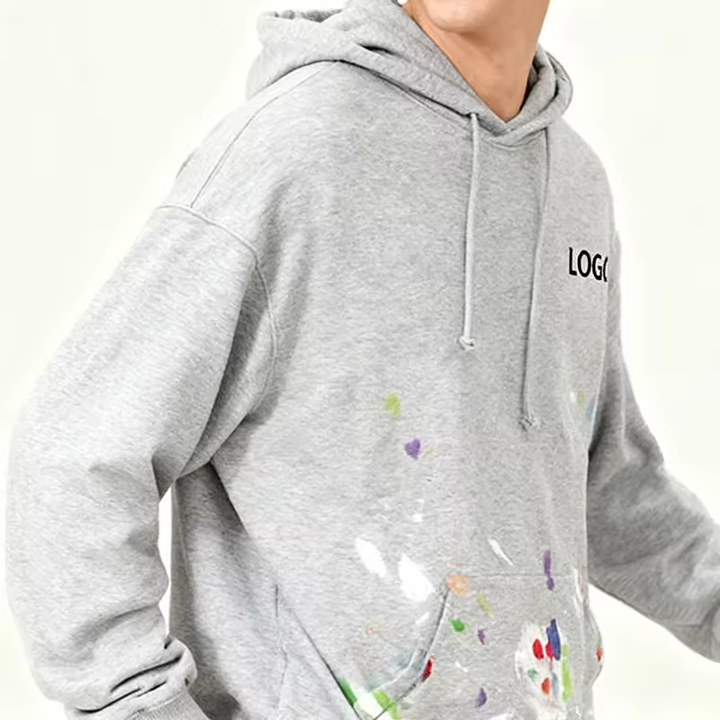 Paint Splatter Streetwear Logo Oversized Pullover Hoodie