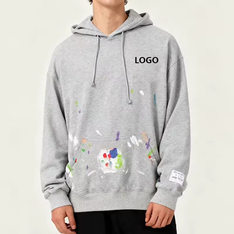 Paint Splatter Streetwear Logo Oversized Pullover Hoodie