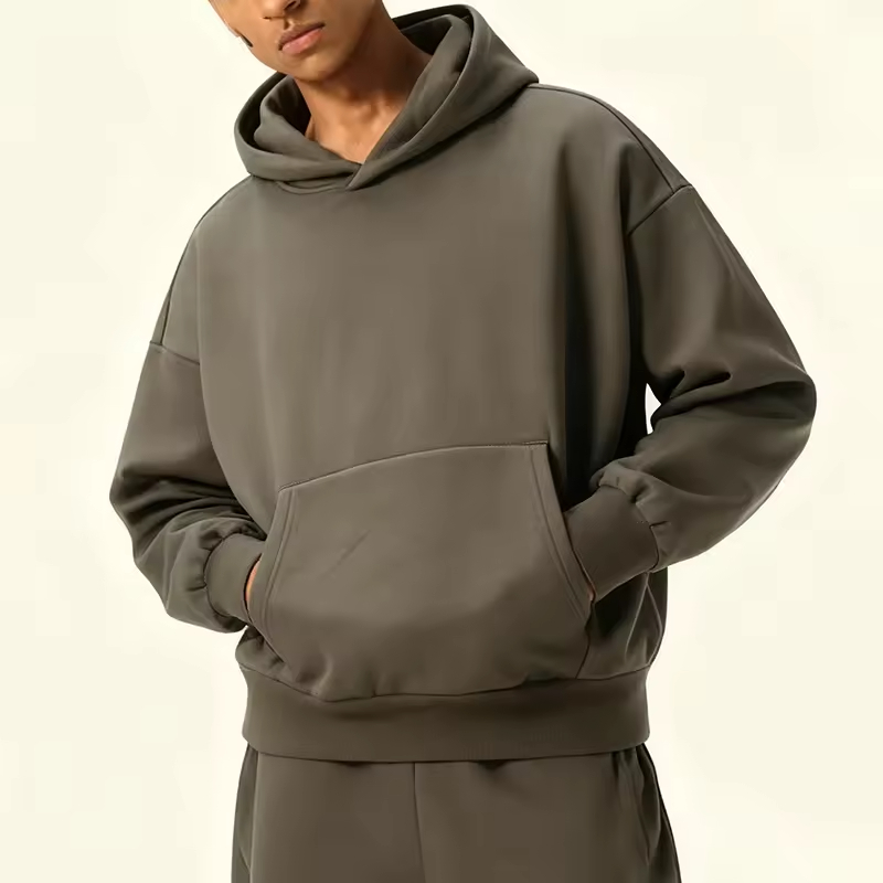 Streetwear Solid Color Relaxed Pullover Hoodie
