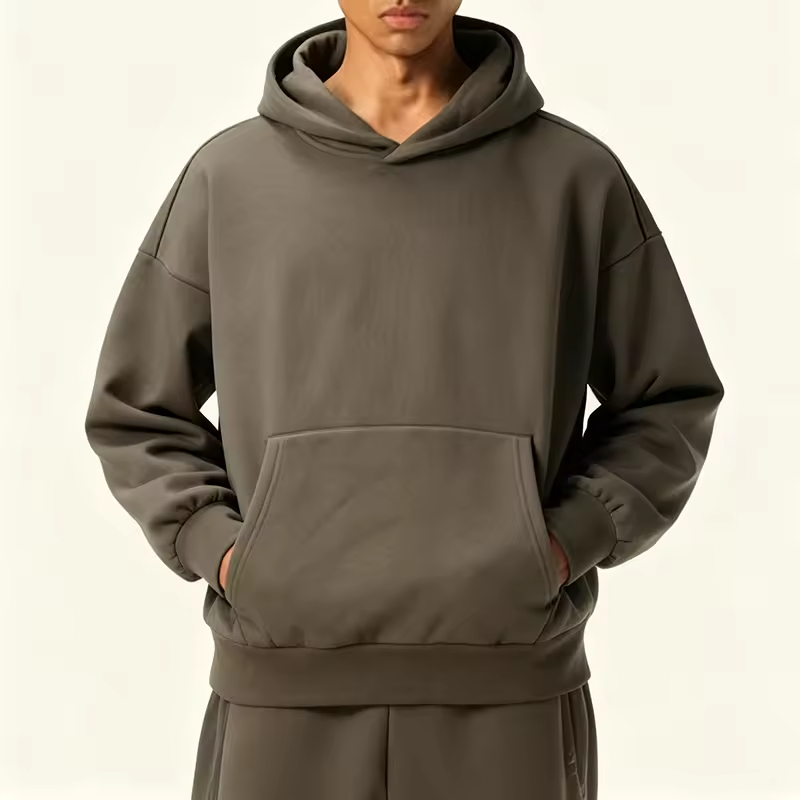 Streetwear Solid Color Relaxed Pullover Hoodie