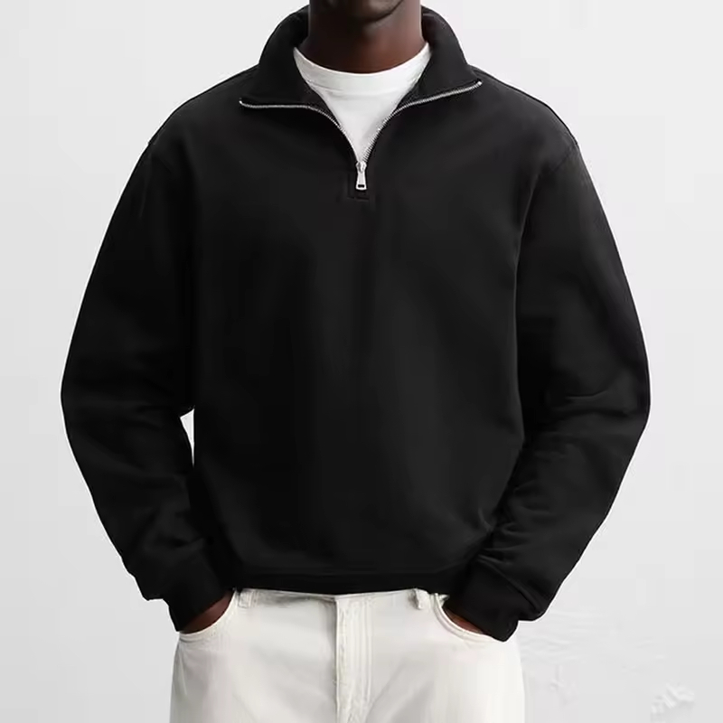 Essential Classic Quarter Zip-Up Sweatshirt for Men