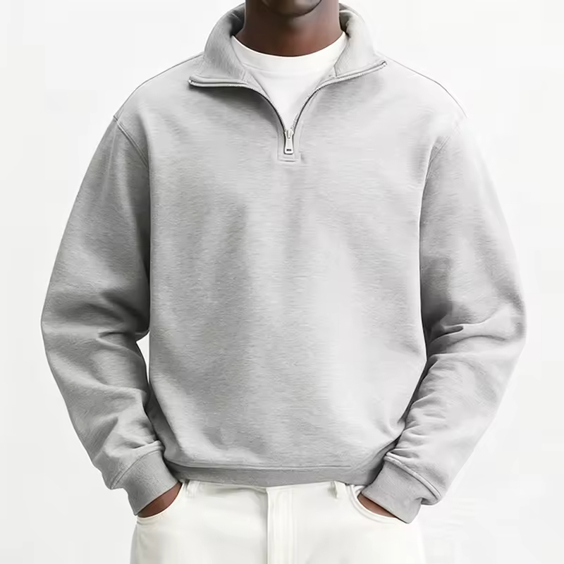 Essential Classic Quarter Zip-Up Sweatshirt for Men