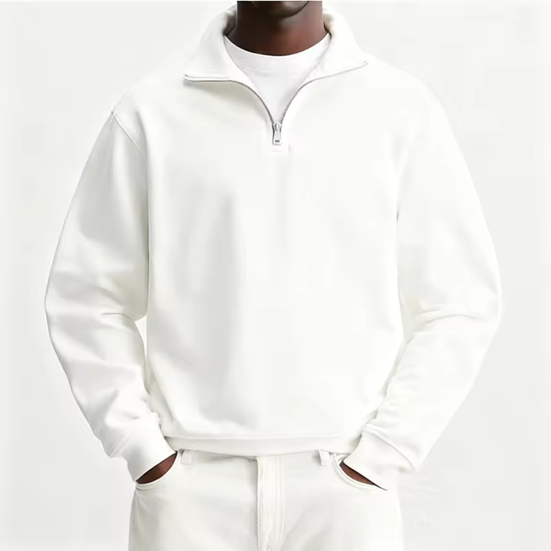 Essential Classic Quarter Zip-Up Sweatshirt for Men