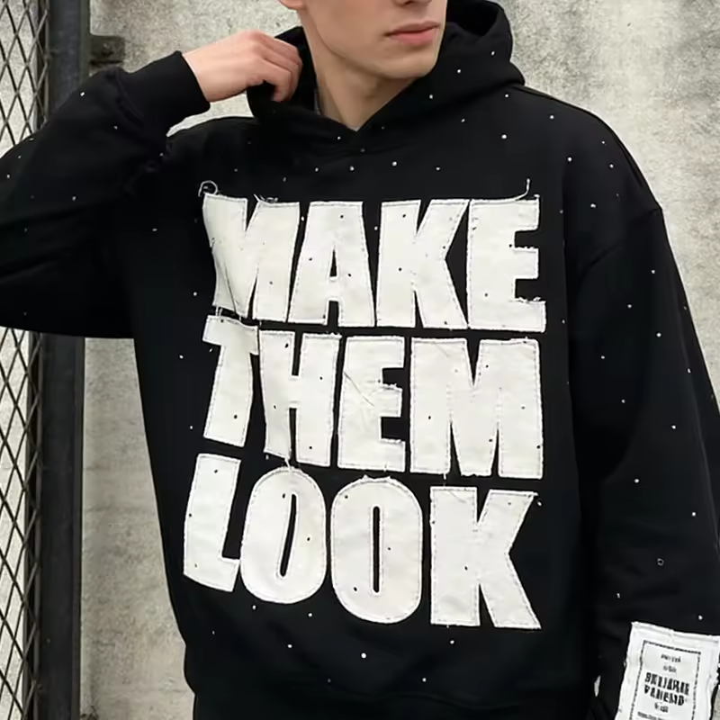 Rhinestone Distressed Hoodie
