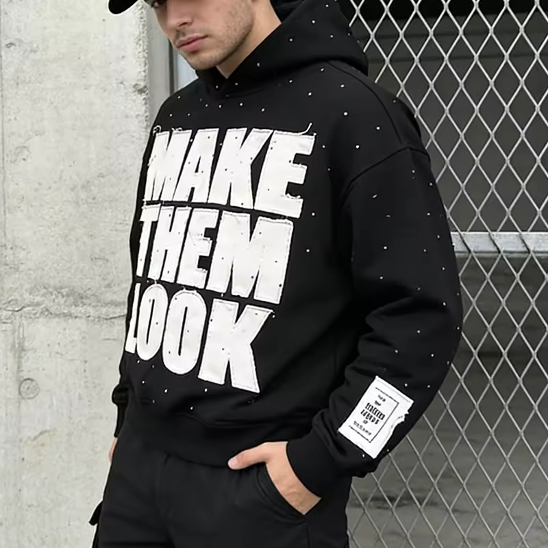 Rhinestone Distressed Hoodie