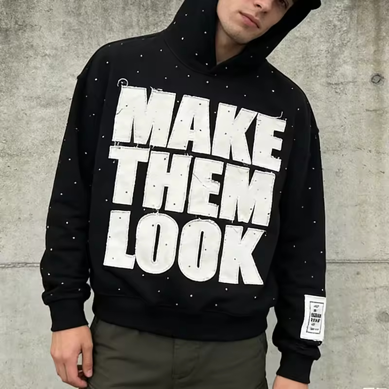 Rhinestone Distressed Hoodie