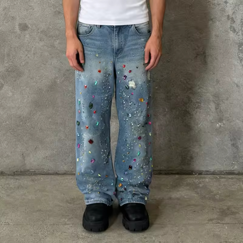 Rhinestone Embellished Jeans