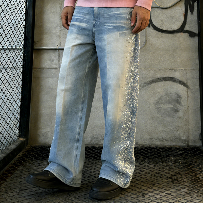 Rhinestone Jeans Pants