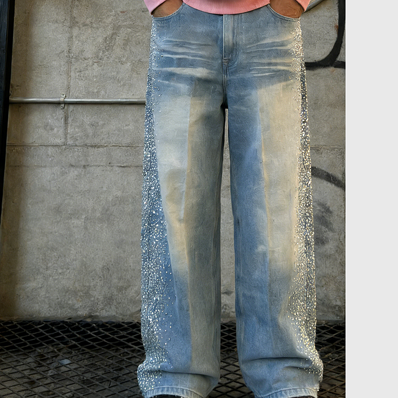 Rhinestone Jeans Pants