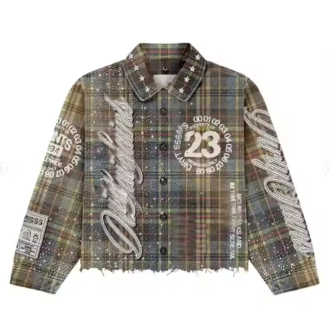 Rhinestone Plaid Flannel Shirts