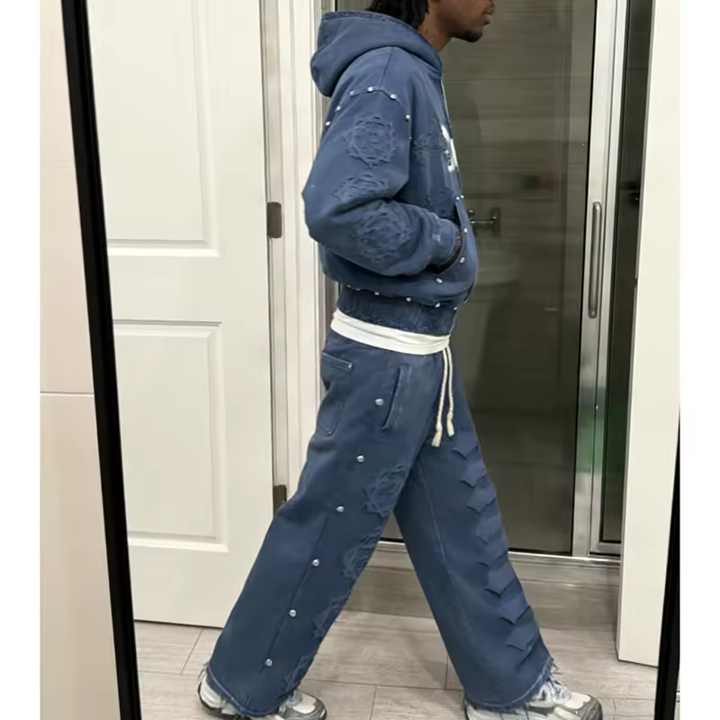 Rhinestone Sweatpants and Hoodie Set