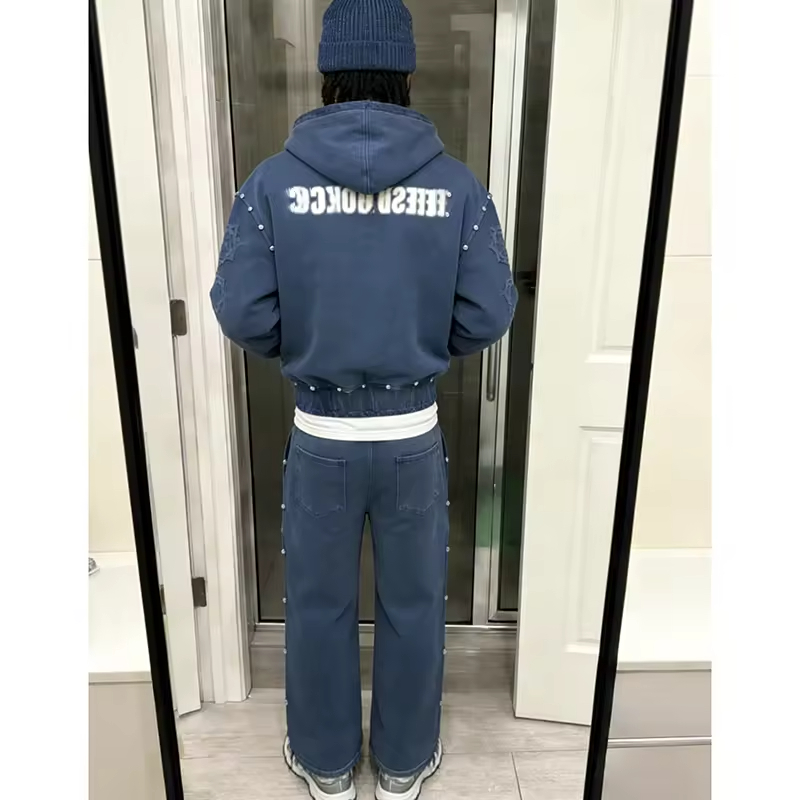 Rhinestone Sweatpants and Hoodie Set