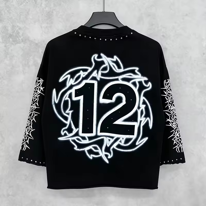 Drop Shoulder Rhinestone T Shirts