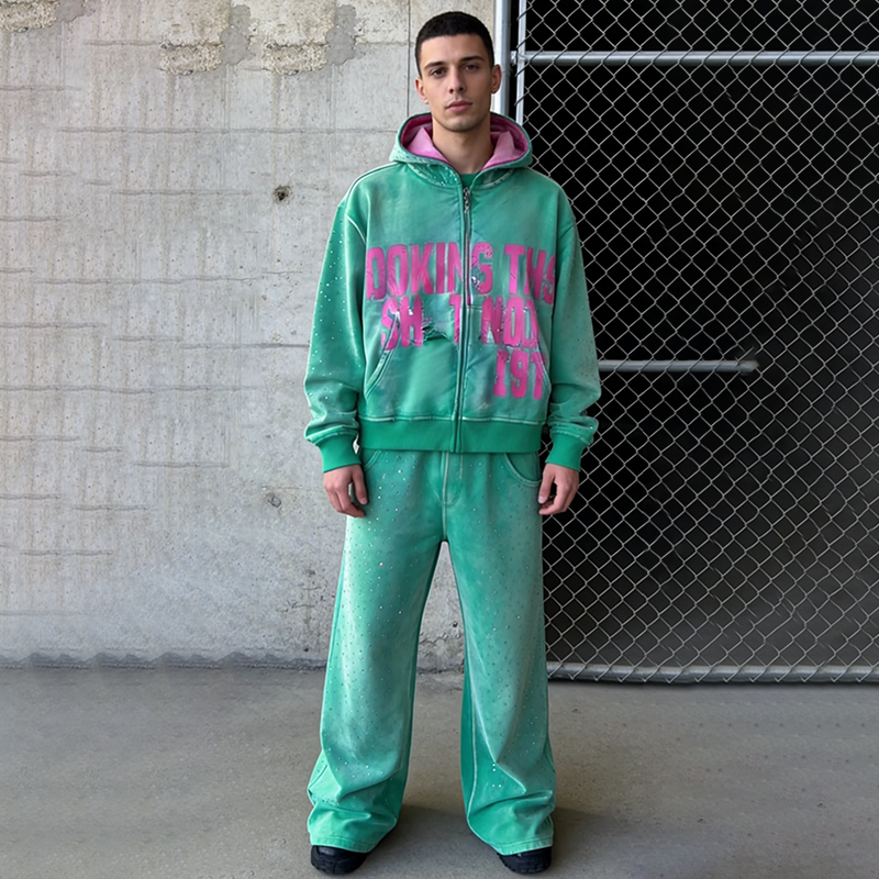 Rhinestone Tracksuit Men