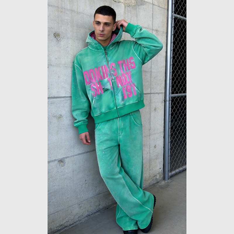 Rhinestone Tracksuit Men