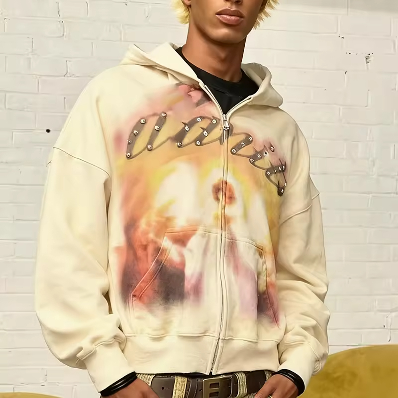 Rhinestone Zip up Hoodie