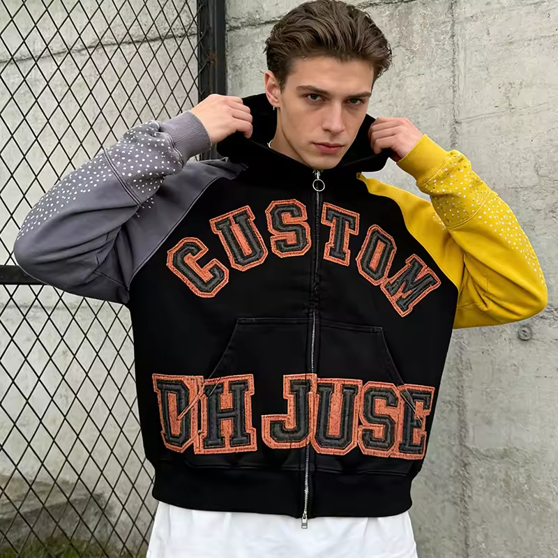 Rhinestone Zipper Hoodies