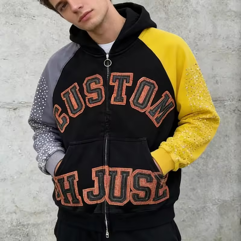 Rhinestone Zipper Hoodies