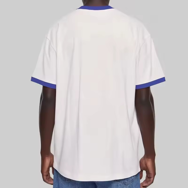 Classic White Blue Ringer T Shirt