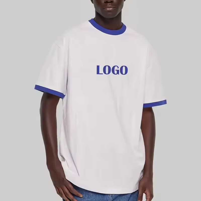 Classic White Blue Ringer T Shirt