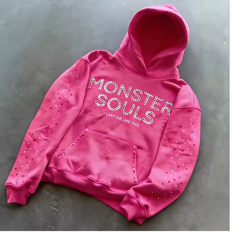 Rhinestone Streetwear Hoodie Men