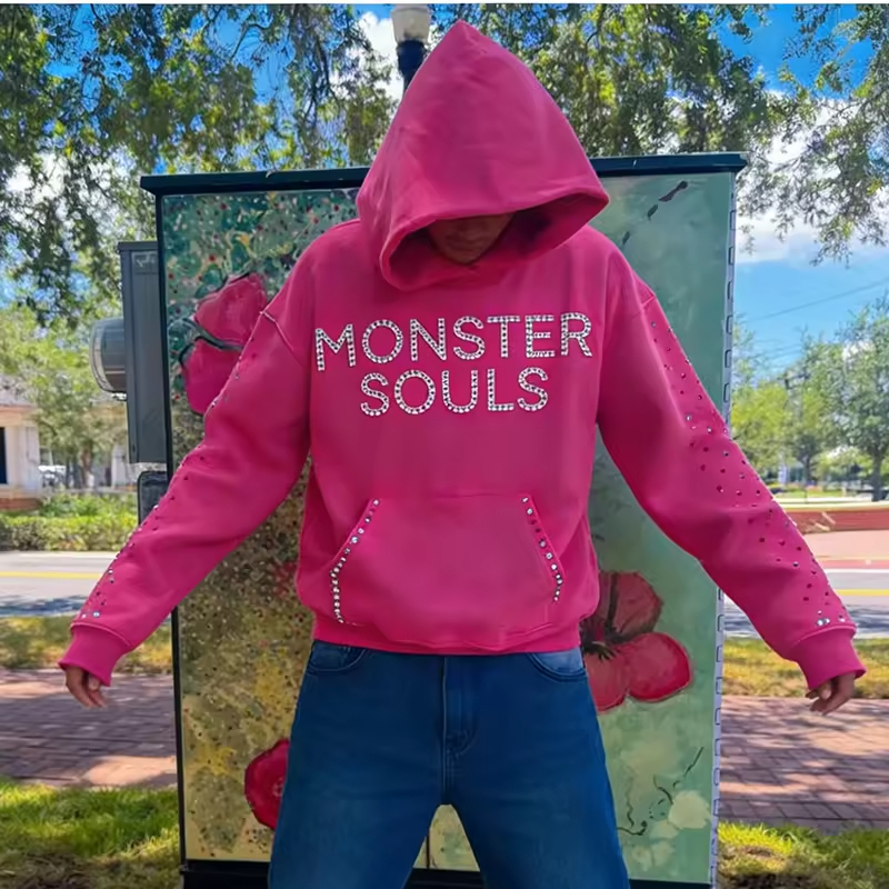 Rhinestone Streetwear Hoodie Men
