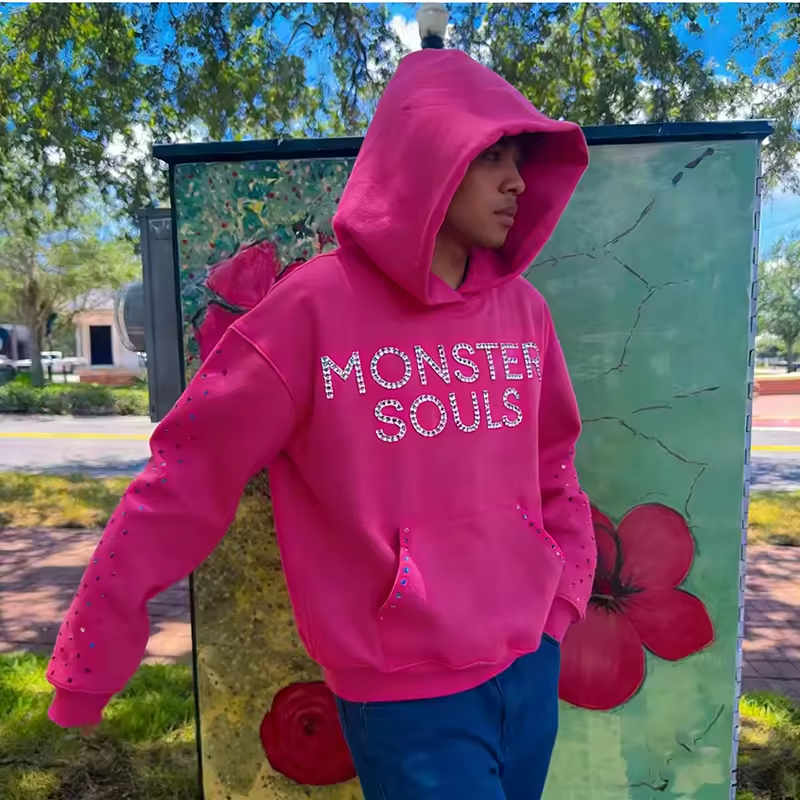 Rhinestone Streetwear Hoodie Men