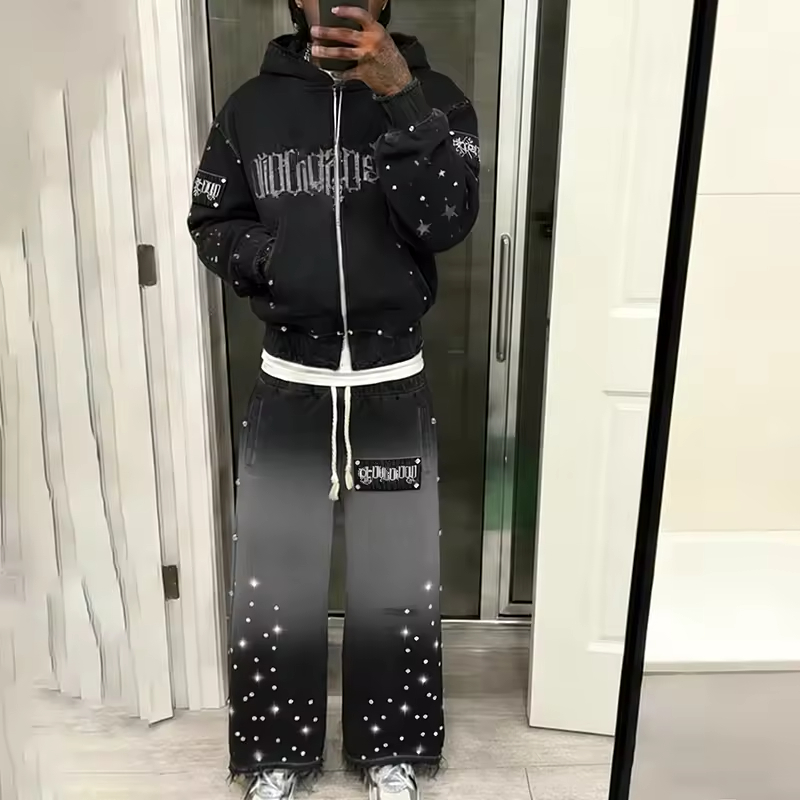 Streetwear Washed Tracksuit Men